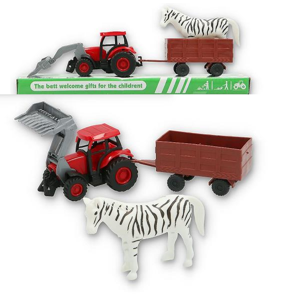 Traktor s vlečkou a zvířátkem - kůň